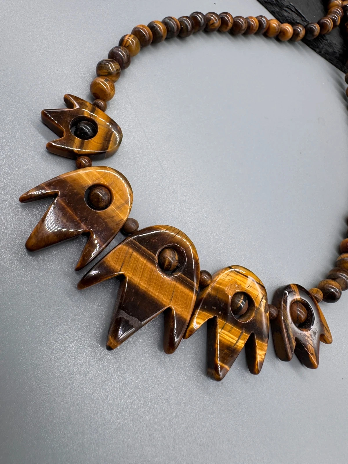 Collier perles œil de tigre pierre naturelle oeil de tigre.  – photo 3